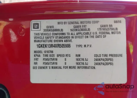 1999 GMC Yukon Slt Cmi z USA, uszkodzony, nr VIN 1GKEK13R4XR505906